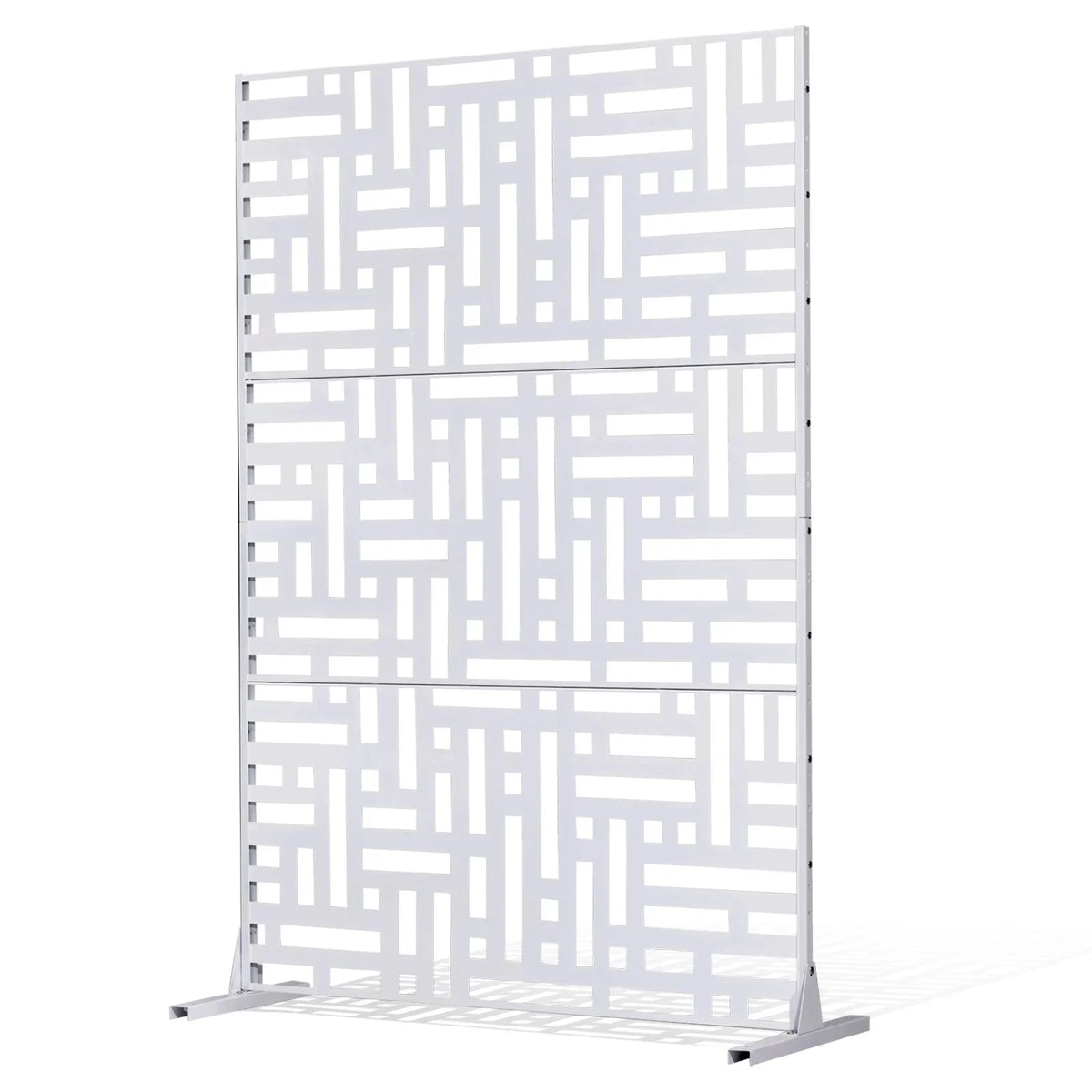 VEVOR Metal Privacy Screen, 47" W x 76" H Outdoor Privacy Screens 3-Panel, Freestanding Outdoor Divider with Stand, Decorative Garden Steel Privacy Fence for Balcony Patio Indoor Room Hot Tub White - View 10