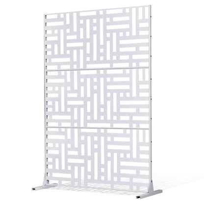 VEVOR Metal Privacy Screen, 47" W x 76" H Outdoor Privacy Screens 3-Panel, Freestanding Outdoor Divider with Stand, Decorative Garden Steel Privacy Fence for Balcony Patio Indoor Room Hot Tub White - View 10