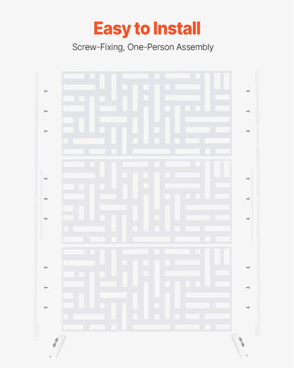 VEVOR Metal Privacy Screen, 47" W x 76" H Outdoor Privacy Screens 3-Panel, Freestanding Outdoor Divider with Stand, Decorative Garden Steel Privacy Fence for Balcony Patio Indoor Room Hot Tub White - View 4