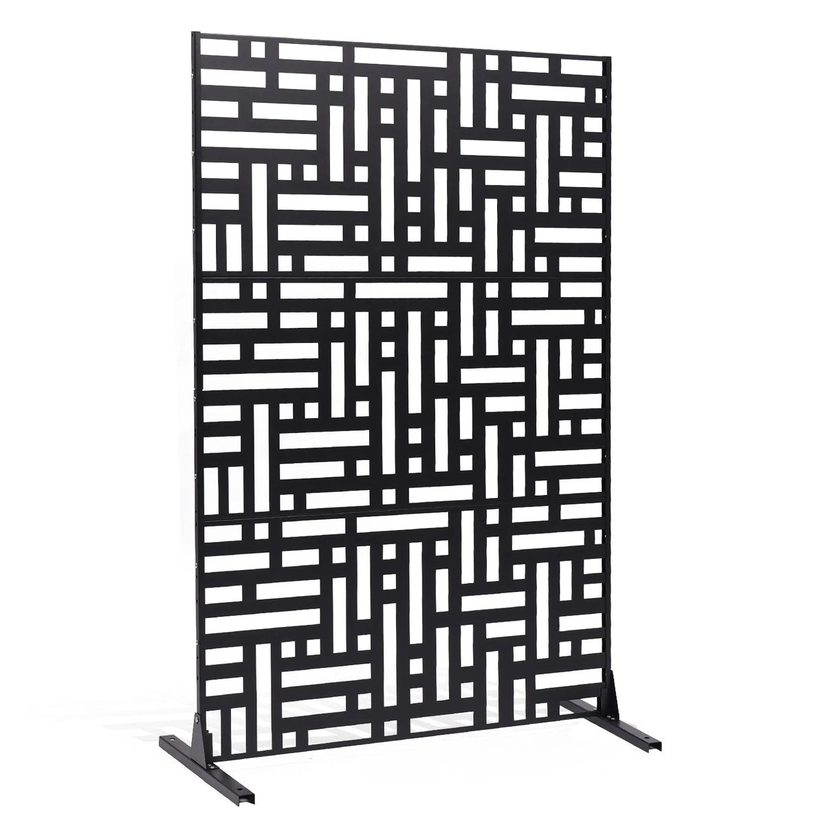 VEVOR Metal Privacy Screen, 47" W x 76" H, Outdoor Privacy Screens 3-Panel, Freestanding Outdoor Divider with Stand, Decorative Garden Steel Privacy Fence for Balcony Patio Indoor Room Hot Tub Black - View 9