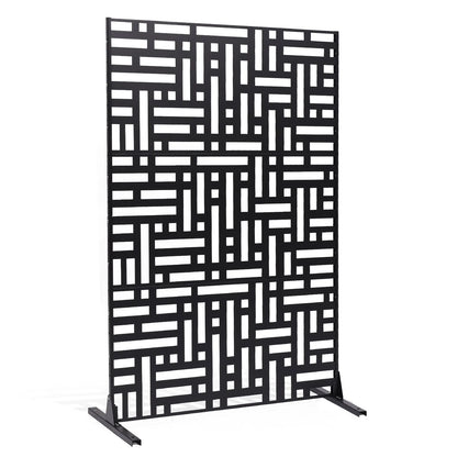 VEVOR Metal Privacy Screen, 47" W x 76" H, Outdoor Privacy Screens 3-Panel, Freestanding Outdoor Divider with Stand, Decorative Garden Steel Privacy Fence for Balcony Patio Indoor Room Hot Tub Black - View 9