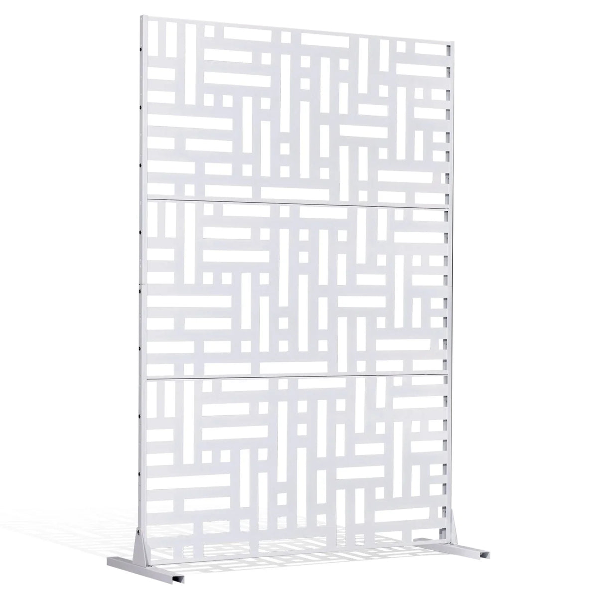 VEVOR Metal Privacy Screen, 47" W x 76" H Outdoor Privacy Screens 3-Panel, Freestanding Outdoor Divider with Stand, Decorative Garden Steel Privacy Fence for Balcony Patio Indoor Room Hot Tub White - View 9