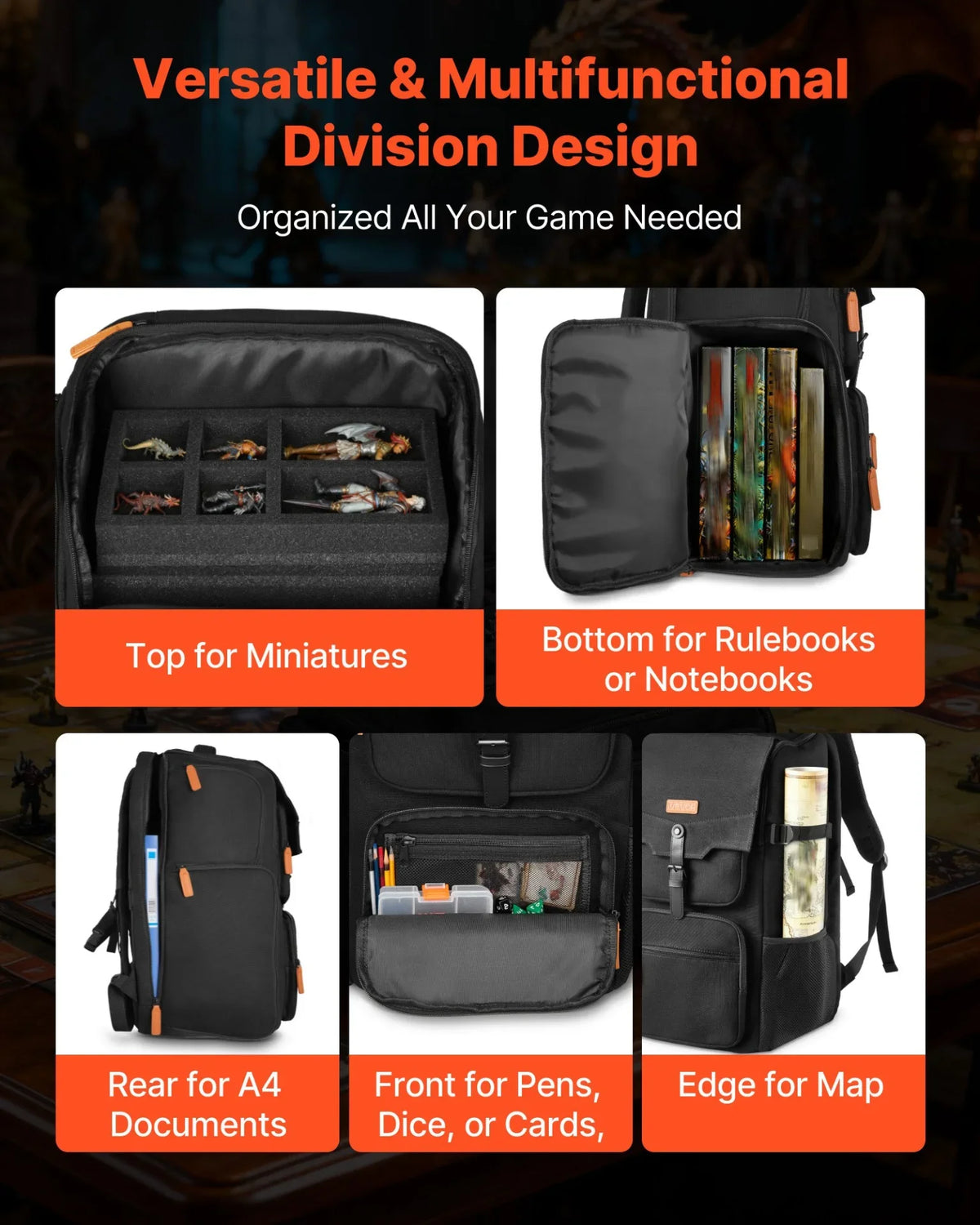 VEVOR Miniature Storage Carrying Figure Bag, Fits 58 Infantry Minis, Miniature Transport Bag with Handle & Adjustable Shoulder Strap, 3 Foam Layers for Large Storage Capacity (Minis Not Included) - View 2