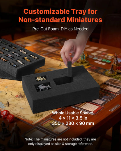 VEVOR Miniature Storage Carrying Figure Bag, Fits 58 Infantry Minis, Miniature Transport Bag with Handle & Adjustable Shoulder Strap, 3 Foam Layers for Large Storage Capacity (Minis Not Included) - View 4
