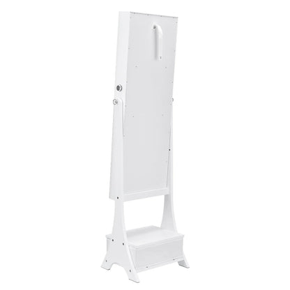 VEVOR Mirror Jewelry Cabinet Standing Mirror with Storage Full Length White - View 8