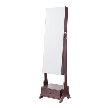 VEVOR Mirror Jewelry Cabinet Standing Mirror with Storage Full Length Brown - View 9