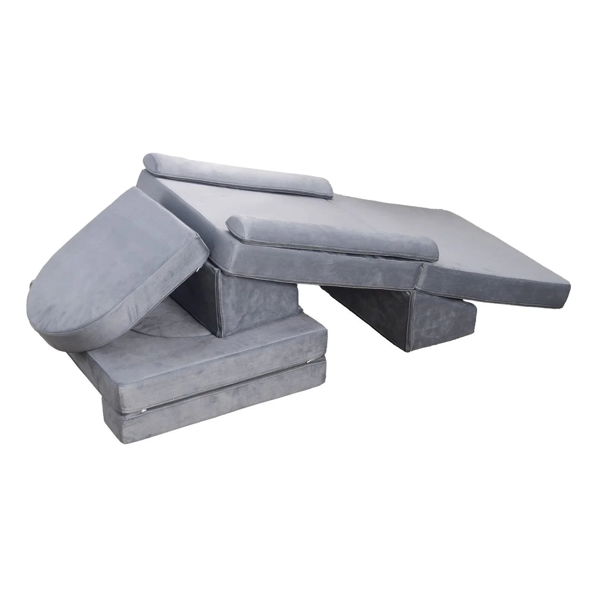 VEVOR Modular Kids Play Couch, Sectional Toddler Sofa with Armrests, 28D Sponge & Short Pile, Convertible Kids Modular Couch DIY Creative Combination for Playroom, Bedroom, Living Room, 10 Pcs, Gray - View 9