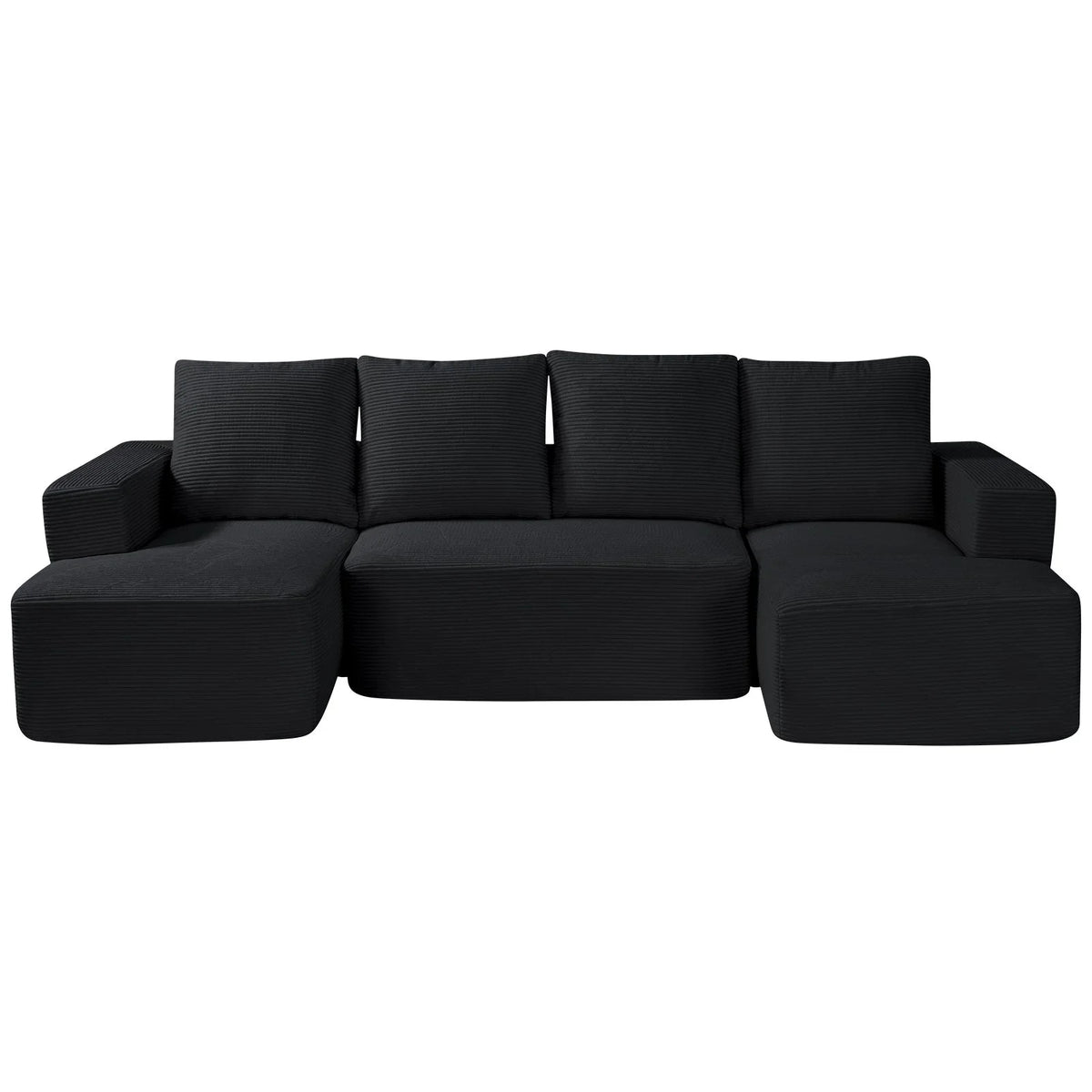 VEVOR Modular Sectional Sofa, U Shaped Modular Sofa with Chaise, Cloud Sectional Couch with High Rebound Sponge and Density, Upholstered Corduroy Couch with Cushion for Living Room, Bedroom, Black - View 10