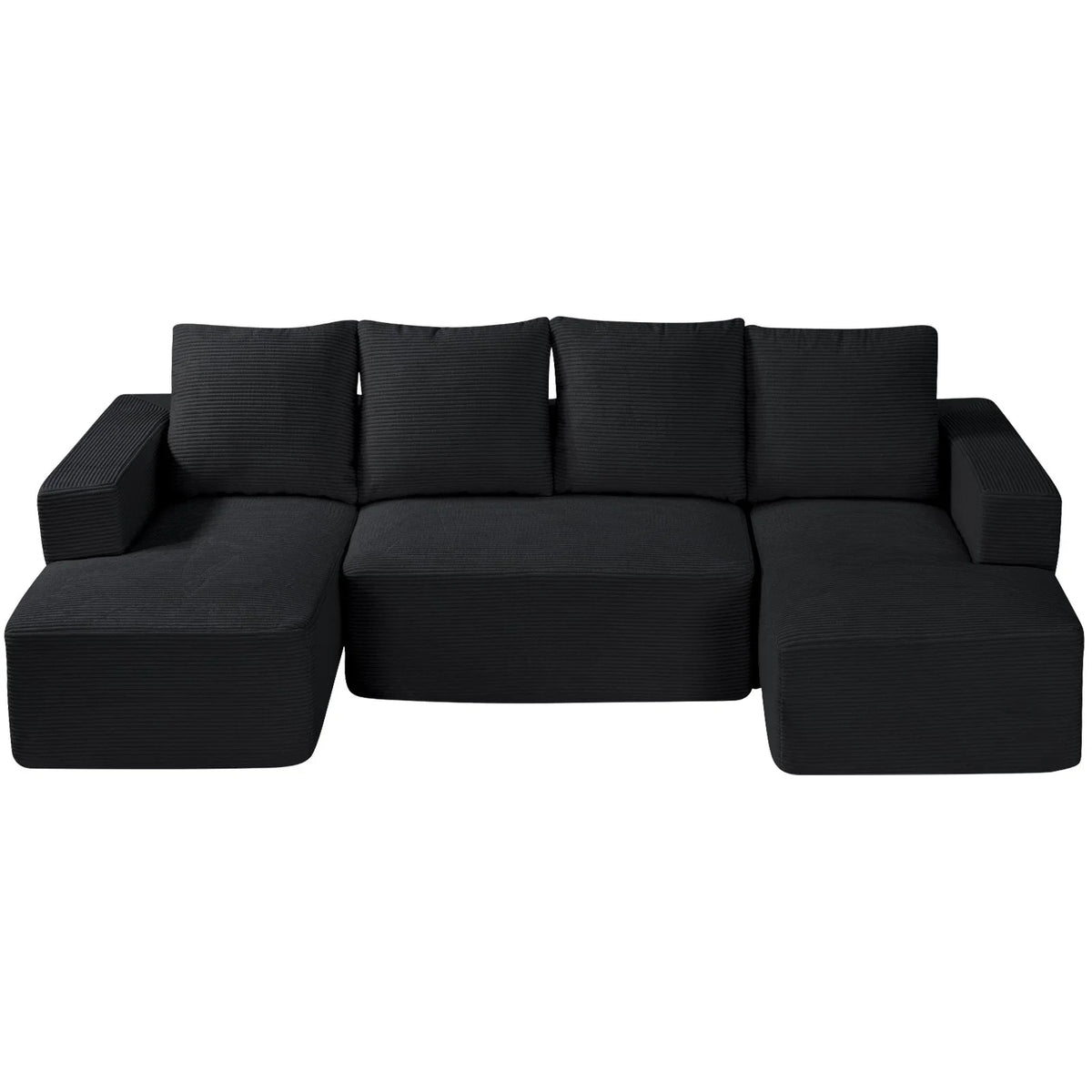 VEVOR Modular Sectional Sofa, U Shaped Modular Sofa with Chaise, Cloud Sectional Couch with High Rebound Sponge and Density, Upholstered Corduroy Couch with Cushion for Living Room, Bedroom, Black - View 8