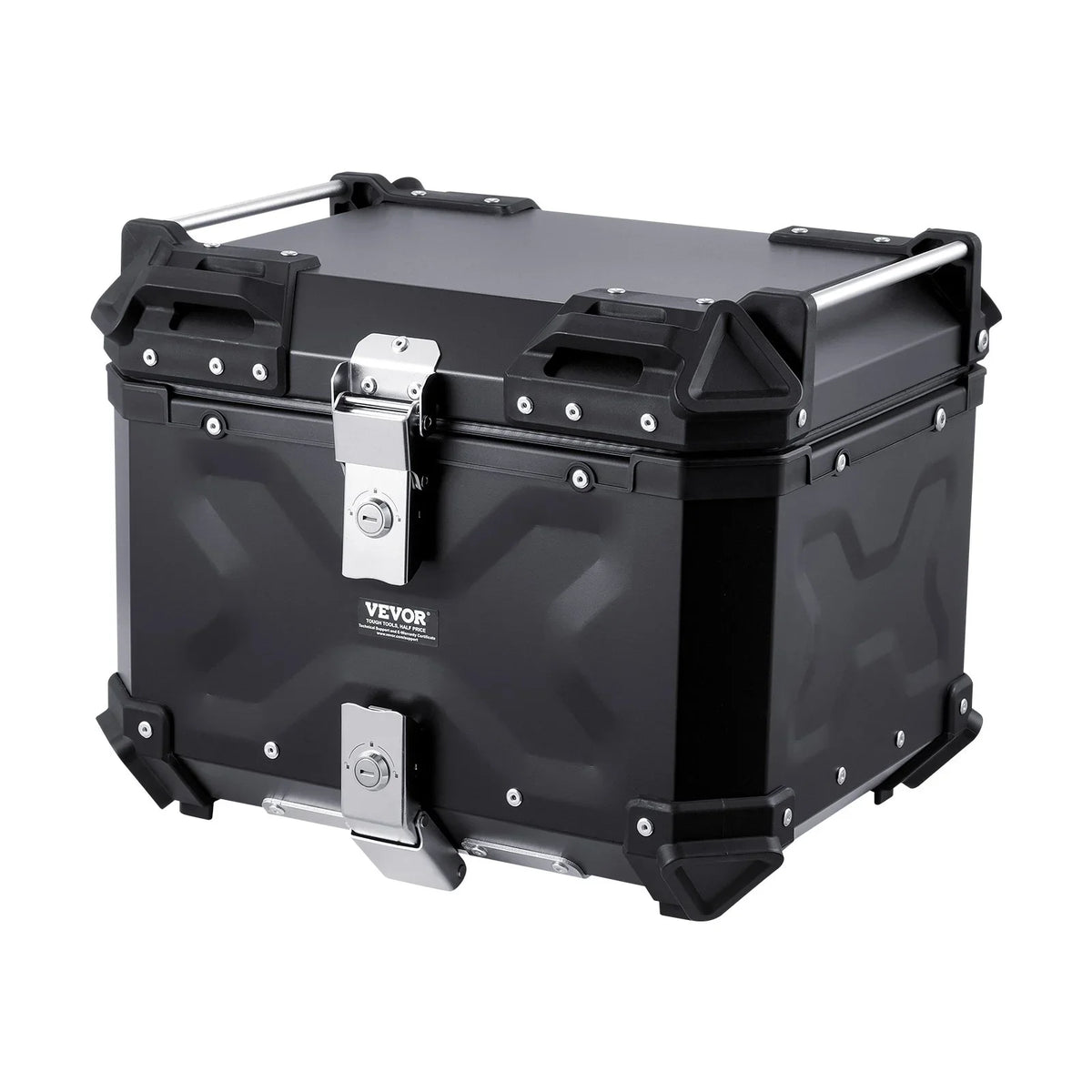 VEVOR Motorcycle Top Case, Universal Aluminum Alloy Motorbike Tail Box with Leather Lining, 55L Waterproof Detachable Motorcycle Top Box with Lock & Back Cushion, Fit for 99% of Motorcycle Frames - View 9