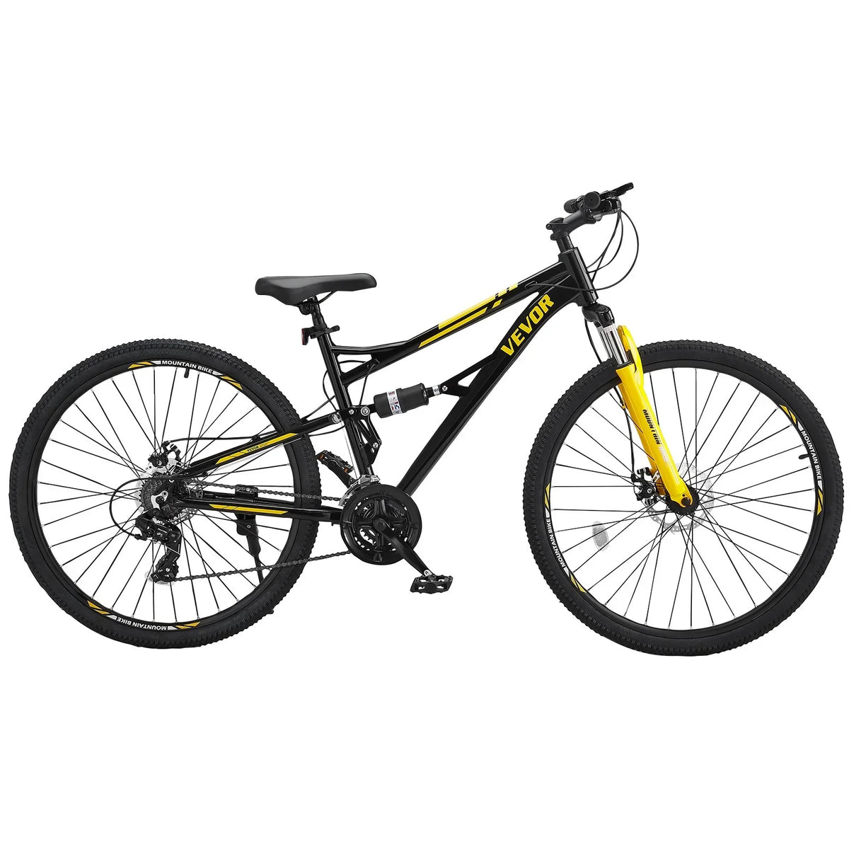 VEVOR Mountain Bike, 29 inch MTB Bicycle with Full Dual Suspension, 24 Speeds Twist Shifting, Comfort Saddle, Dual Disc Brakes, Aluminum Alloy Frame, Adult Sport Cycling Bicycle for Men Women Trail Snow - View 8