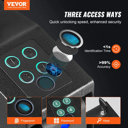 VEVOR Mounted Gun Safe for Pistols, Biometric Gun Safe with Three Quick Access Ways of Fingerprints, Passwords and Keys, Handgun Safe for 1 Pistol for Home, Bedside, Nightstand, Wall - View 2