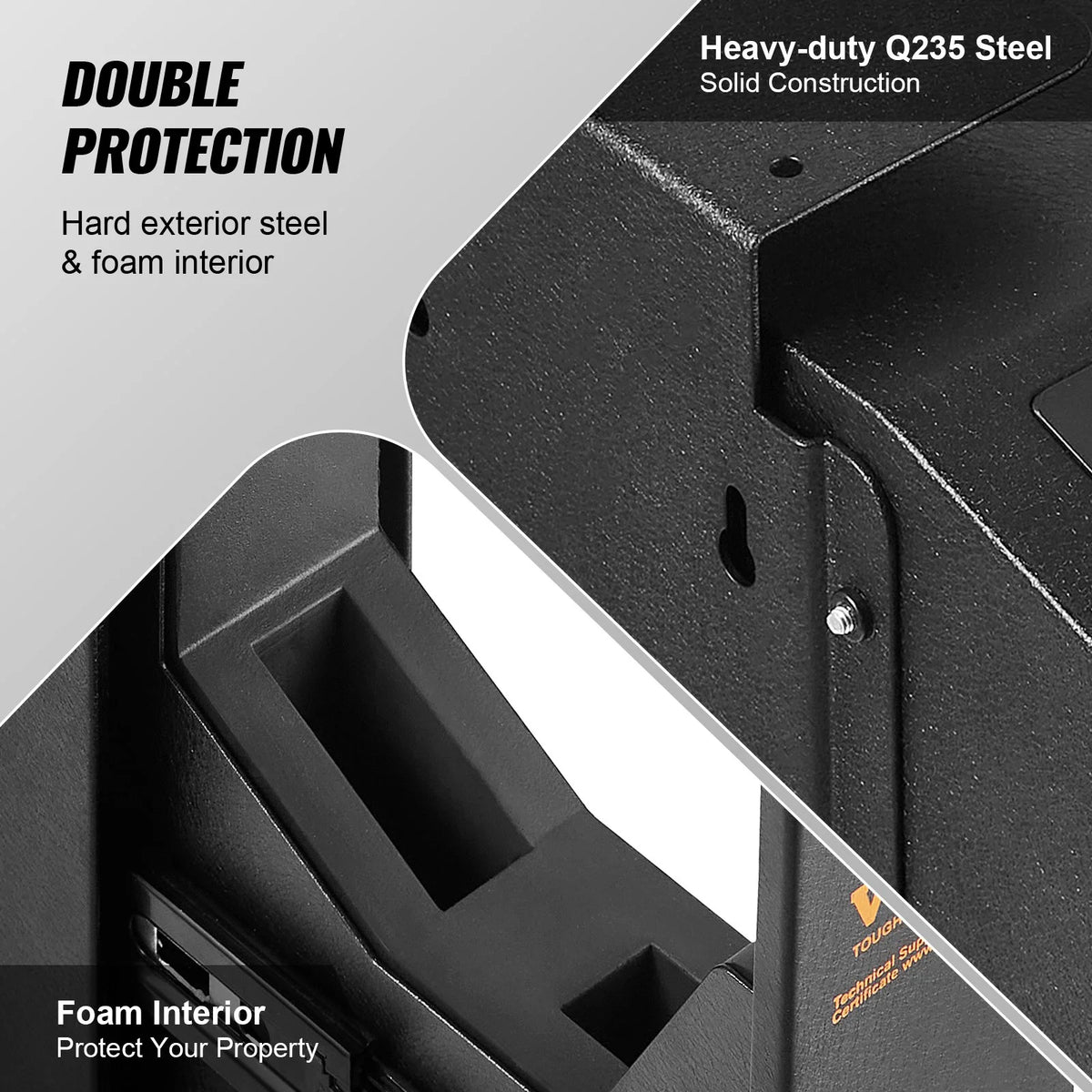 VEVOR Mounted Gun Safe for Pistols, Biometric Gun Safe with Three Quick Access Ways of Fingerprints, Passwords and Keys, Handgun Safe for 1 Pistol for Home, Bedside, Nightstand, Wall - View 5