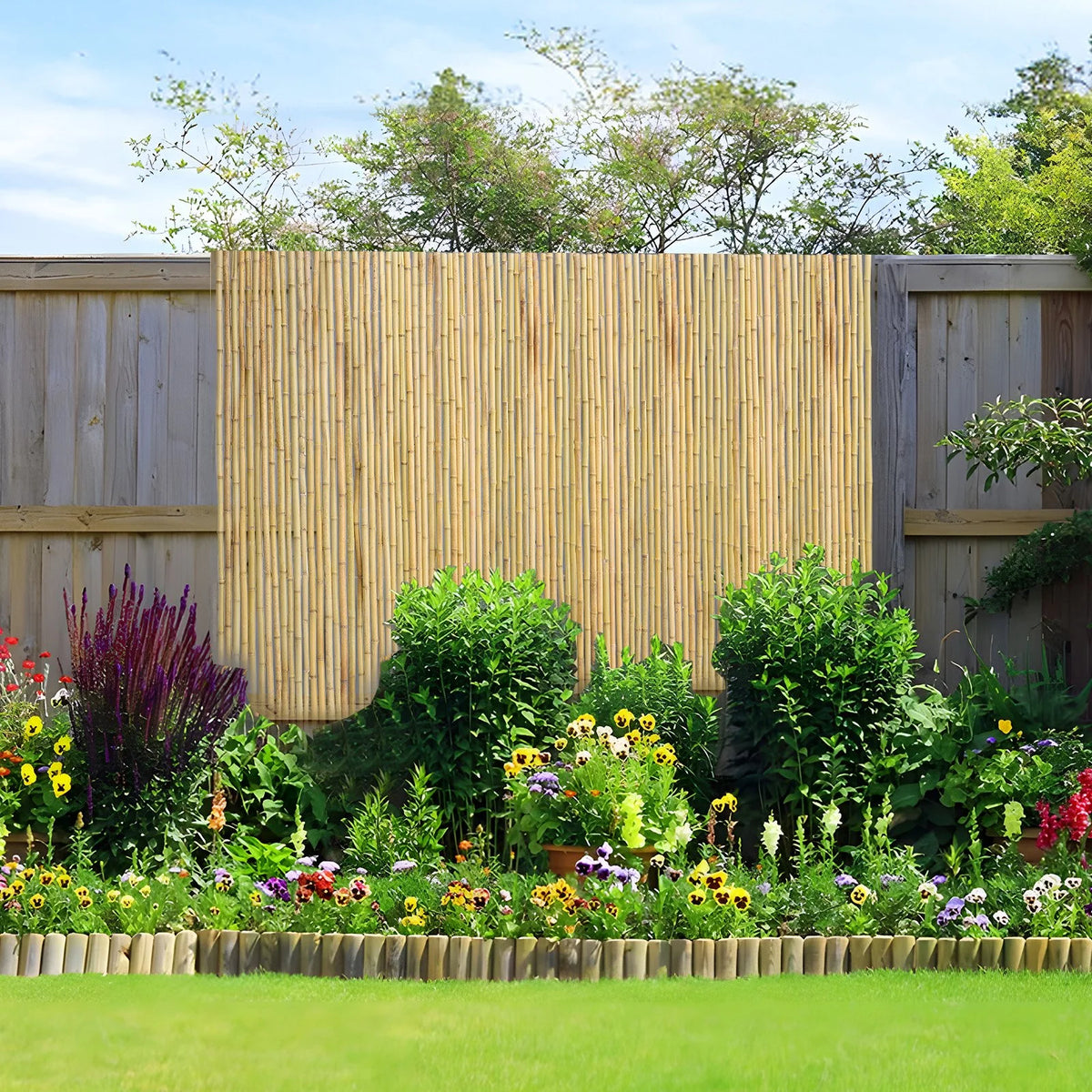 VEVOR Natural Rolled Bamboo Fence, Eco-Friendly Bamboo Privacy Fence 6 ft H x 8 ft L x 0.75 in D. , Decorative Bamboo Privacy Screen for Garden, Backyard, Balcony, Patio, Pool Side - View 13