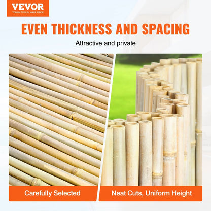 VEVOR Natural Rolled Bamboo Fence, Eco-Friendly Bamboo Privacy Fence 6 ft H x 8 ft L x 0.75 in D. , Decorative Bamboo Privacy Screen for Garden, Backyard, Balcony, Patio, Pool Side - View 2