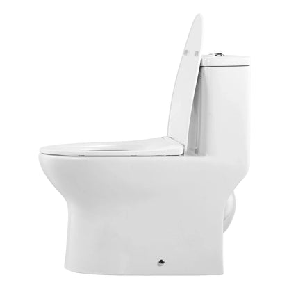 VEVOR One-Piece Toilet, Elongated Toilet Vortex Dual-Flush 1.0/1.28 GPF, Toilets for Bathroom with Comfortable Chair Seat, Standard Height, 12 inch Rough-In, White + Silver, Easy-Clean Skirted Design - View 9