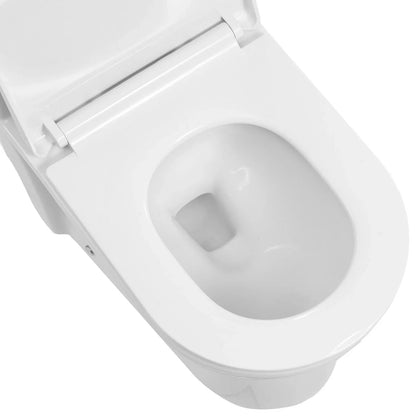 VEVOR One-Piece Toilet, Elongated Toilet Vortex Dual-Flush 1.1/1.6 GPF, Toilets for Bathroom with Comfortable Chair Seat, 12 inch Rough-In, Black + White, Easy-Clean Skirted Design, Standard Height - View 10