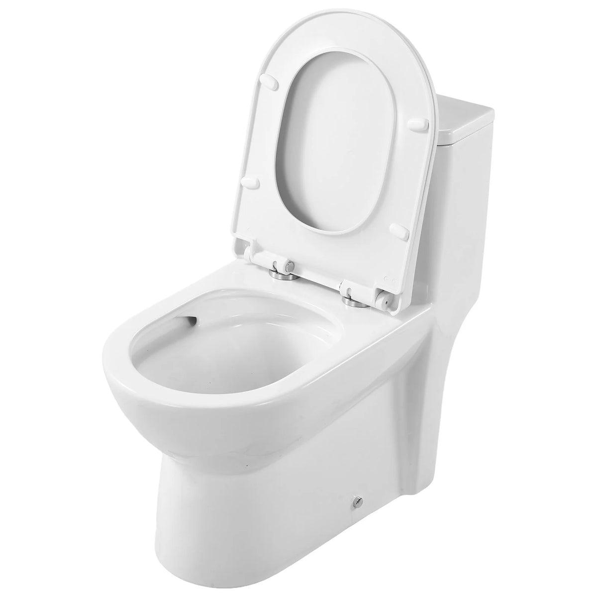 VEVOR One-Piece Toilet, Elongated Toilet Vortex Dual-Flush 1.1/1.6 GPF, Toilets for Bathroom with Comfortable Chair Seat, 12 inch Rough-In, Black + White, Easy-Clean Skirted Design, Standard Height - View 8