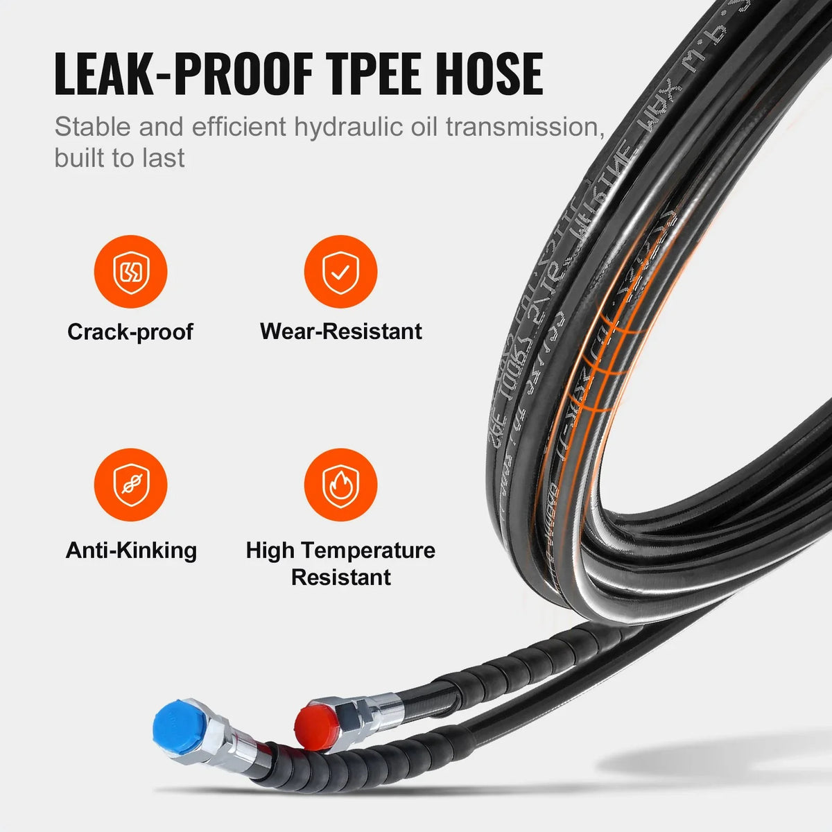 VEVOR Outboard Hose Kit, 20 ft Hydraulic Steering Hose, 2-Piece Leak-Proof TPEE Hydraulic Boat Hoses, Compatible with Marine Hydraulic Outboard Steering Boat System up to 300 HP - View 4