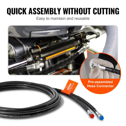 VEVOR Outboard Hose Kit, 20 ft Hydraulic Steering Hose, 2-Piece Leak-Proof TPEE Hydraulic Boat Hoses, Compatible with Marine Hydraulic Outboard Steering Boat System up to 300 HP - View 5