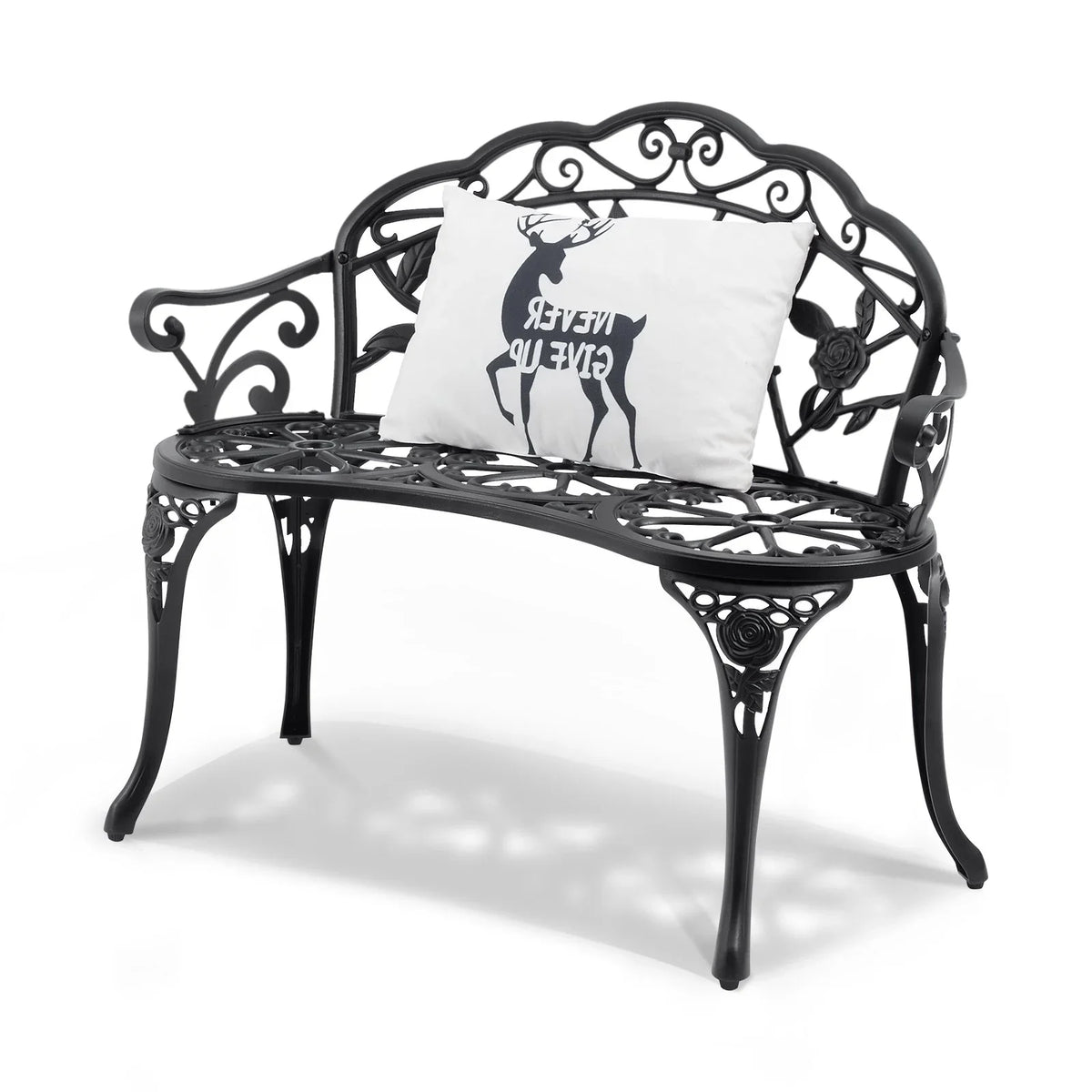 VEVOR Outdoor Bench, 38.8 inches Metal Garden Bench for Outdoors,480 lbs Load Capacity Bench, Outdoor Garden Park Bench with Backrest and Armrests, Patio Bench for Garden, Park, Yard, Front Porch - View 9