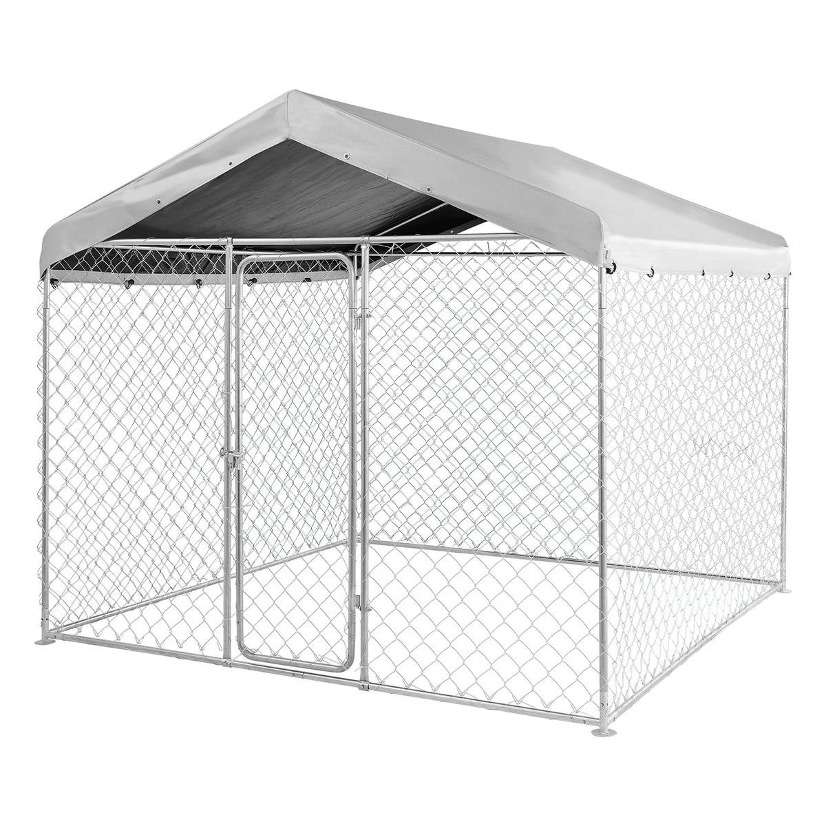 VEVOR Outdoor Dog Kennel, 7.55 x 7.55 x 7.05 ft Large Dog Kennel with Secure Lock, Outside Dogs Enclosures with UV-Resistant & Waterproof Roof Cover, Heavy Duty Pet Crate Cage Run for Large Dogs - View 10