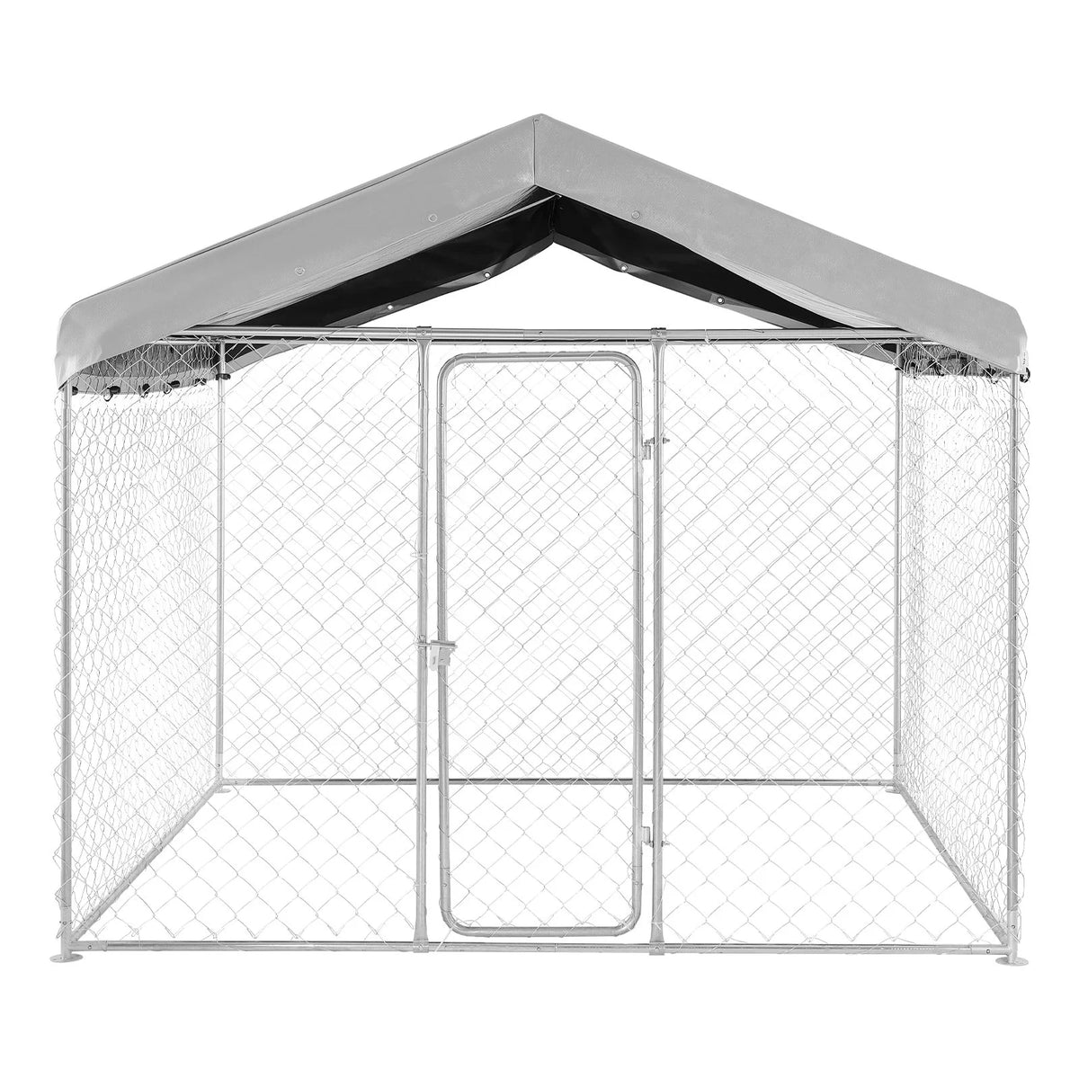 VEVOR Outdoor Dog Kennel, 7.55 x 7.55 x 7.05 ft Large Dog Kennel with Secure Lock, Outside Dogs Enclosures with UV-Resistant & Waterproof Roof Cover, Heavy Duty Pet Crate Cage Run for Large Dogs - View 8
