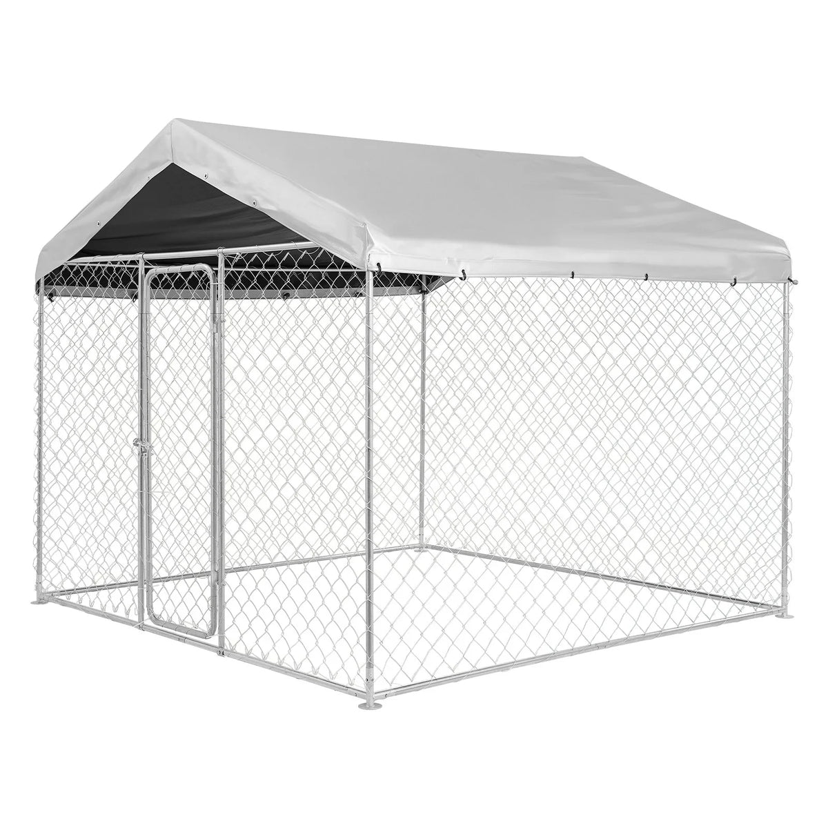VEVOR Outdoor Dog Kennel, 7.55 x 7.55 x 7.05 ft Large Dog Kennel with Secure Lock, Outside Dogs Enclosures with UV-Resistant & Waterproof Roof Cover, Heavy Duty Pet Crate Cage Run for Large Dogs - View 9