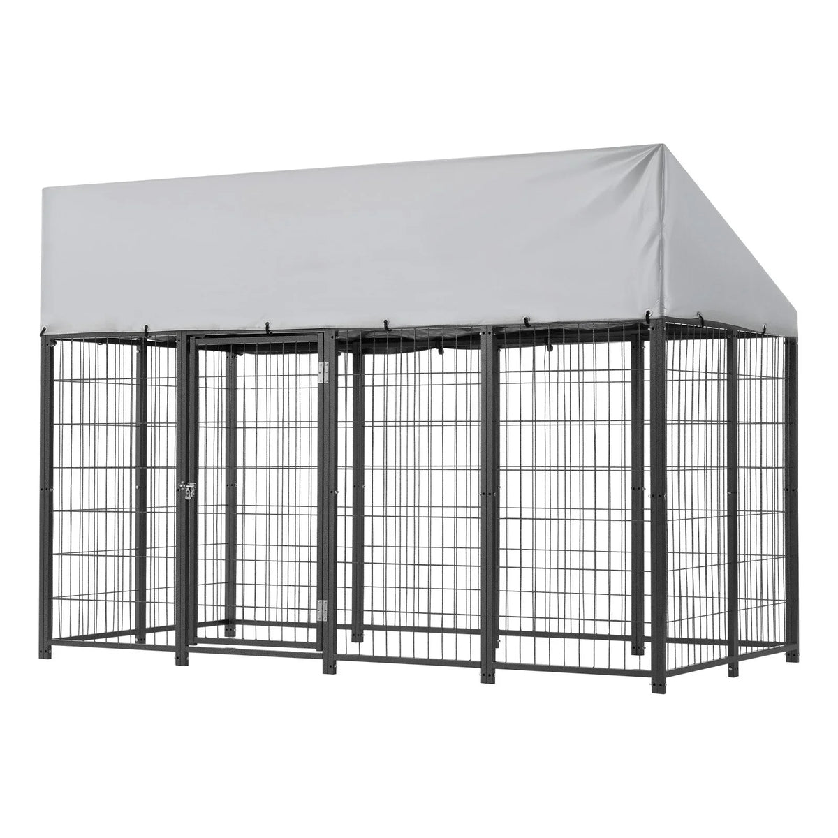 VEVOR Outdoor Dog Kennel, 7.87 x 3.94 x 5.4 ft Large Dog Kennel with Secure Lock, Outside Dogs Enclosures with UV-Resistant & Waterproof Roof Cover, Heavy Duty Pet Crate Cage Run for Large Dogs - View 10