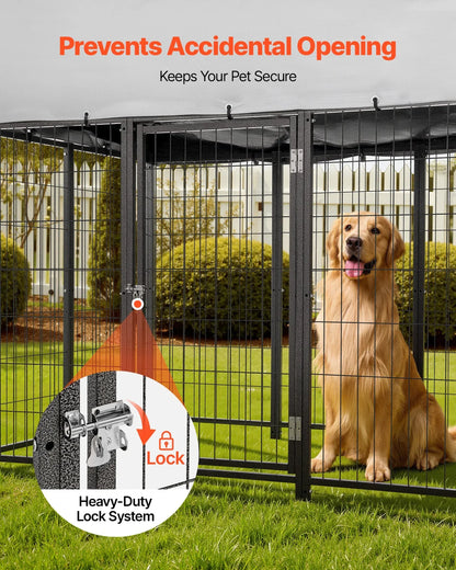 VEVOR Outdoor Dog Kennel, 7.87 x 3.94 x 5.4 ft Large Dog Kennel with Secure Lock, Outside Dogs Enclosures with UV-Resistant & Waterproof Roof Cover, Heavy Duty Pet Crate Cage Run for Large Dogs - View 4
