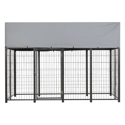 VEVOR Outdoor Dog Kennel, 7.87 x 3.94 x 5.4 ft Large Dog Kennel with Secure Lock, Outside Dogs Enclosures with UV-Resistant & Waterproof Roof Cover, Heavy Duty Pet Crate Cage Run for Large Dogs - View 8
