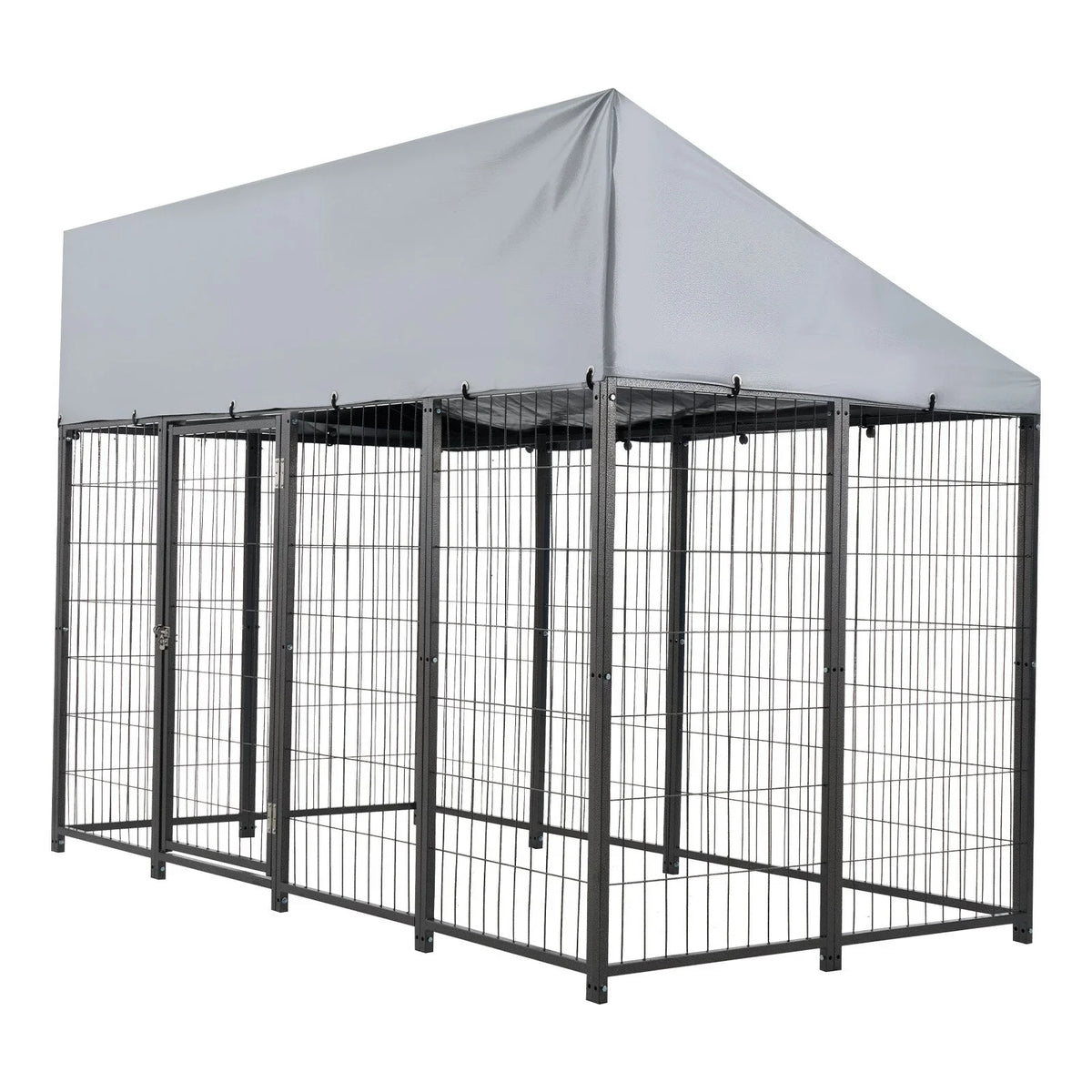VEVOR Outdoor Dog Kennel, 7.87 x 3.94 x 5.4 ft Large Dog Kennel with Secure Lock, Outside Dogs Enclosures with UV-Resistant & Waterproof Roof Cover, Heavy Duty Pet Crate Cage Run for Large Dogs - View 9