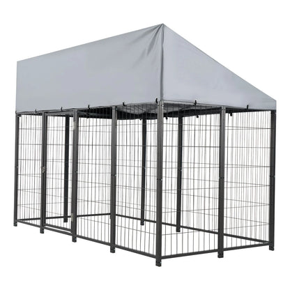 VEVOR Outdoor Dog Kennel, 7.87 x 3.94 x 5.4 ft Large Dog Kennel with Secure Lock, Outside Dogs Enclosures with UV-Resistant & Waterproof Roof Cover, Heavy Duty Pet Crate Cage Run for Large Dogs - View 9