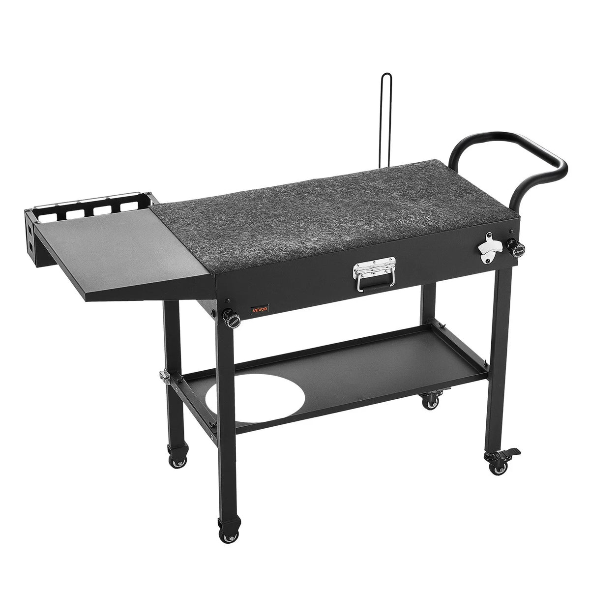 VEVOR Outdoor Grill Cart, 31.0 x 17.0 inch Tabletop Size Grilling Table, Foldable Outdoor Cooking Table with Tissue Holder, Hooks, Wheels, Side Table, BBQ Prep Tables for Picnic, Kitchen, Courtyard - View 10