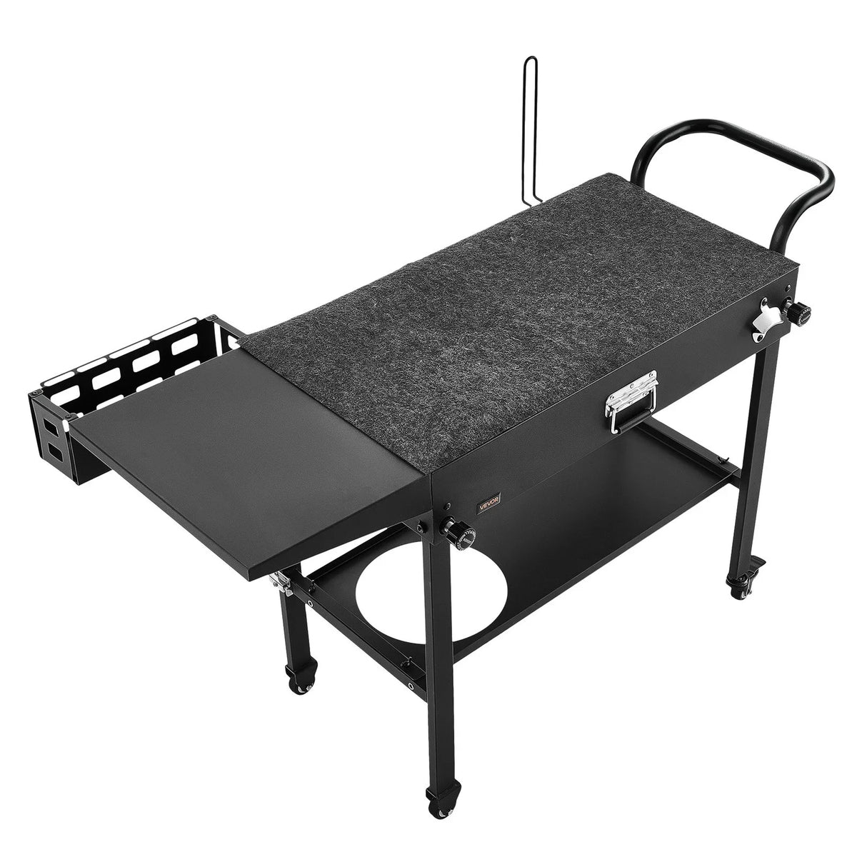 VEVOR Outdoor Grill Cart, 31.0 x 17.0 inch Tabletop Size Grilling Table, Foldable Outdoor Cooking Table with Tissue Holder, Hooks, Wheels, Side Table, BBQ Prep Tables for Picnic, Kitchen, Courtyard - View 8