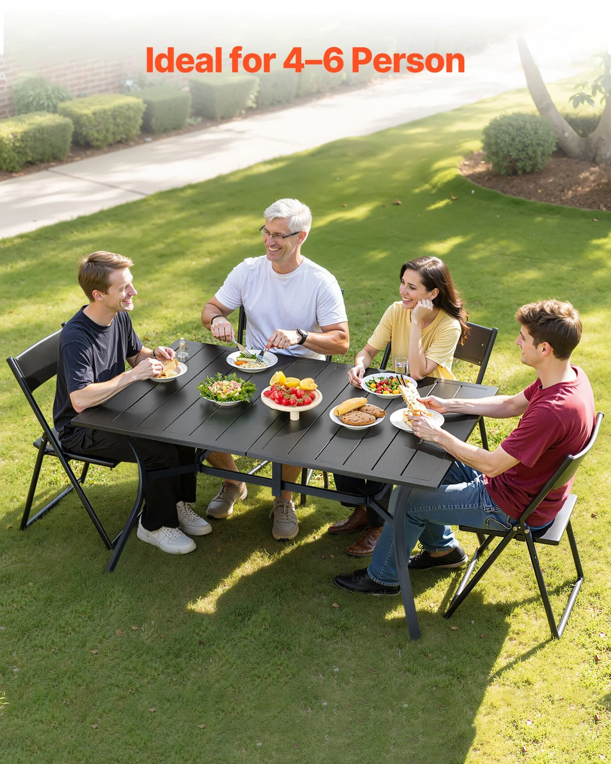 VEVOR Outdoor Patio Dining Table Rectangular Metal Slat Garden Furniture for 6