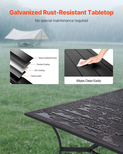 VEVOR Outdoor Patio Dining Table Rectangular Metal Slat Garden Furniture for 6 - View 2