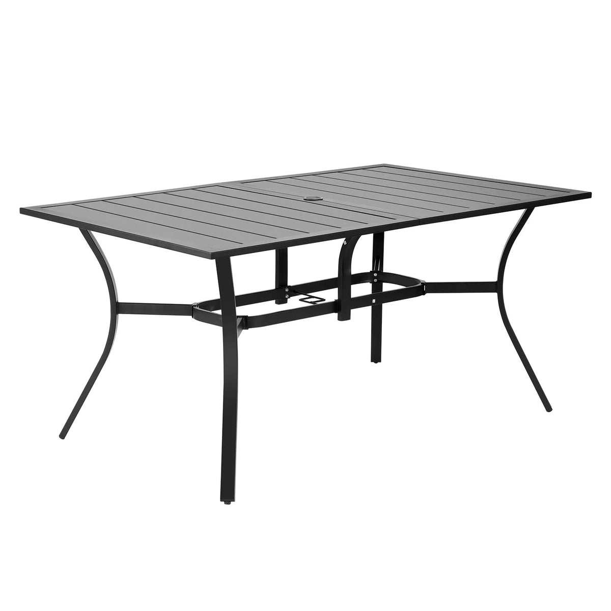 VEVOR Outdoor Patio Dining Table Rectangular Metal Slat Garden Furniture for 6 - View 8