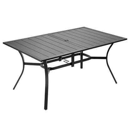 VEVOR Outdoor Patio Dining Table Rectangular Metal Slat Garden Furniture for 6 - View 9