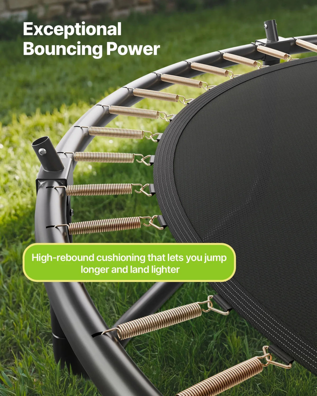 VEVOR Outdoor Trampoline, 8FT Recreational Trampoline, ASTM Approved Trampolines with Enclosure Net & Thickened Pad, Max 265 lbs Weight Capacity, Anti-Rust Backyard Trampolines for Kids & Adults - View 3