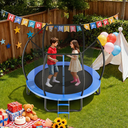 VEVOR Outdoor Trampoline, 8FT Recreational Trampoline, ASTM Approved Trampolines with Enclosure Net & Thickened Pad, Max 265 lbs Weight Capacity, Anti-Rust Backyard Trampolines for Kids & Adults - View 7