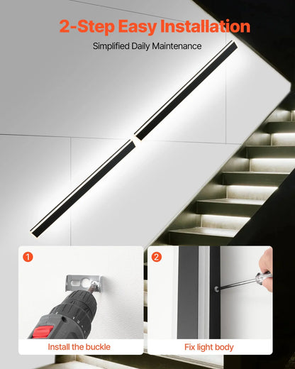 VEVOR Outdoor Wall Lights, 2 Pack, 59.1 Inch Long Strip Modern Exterior Wall Sconce Light Fixtures, 2700K-6000K, IP65 Waterproof Anti-Rust, Dimmable Outside Wall Mount Lighting, for House Porch Garage - View 4