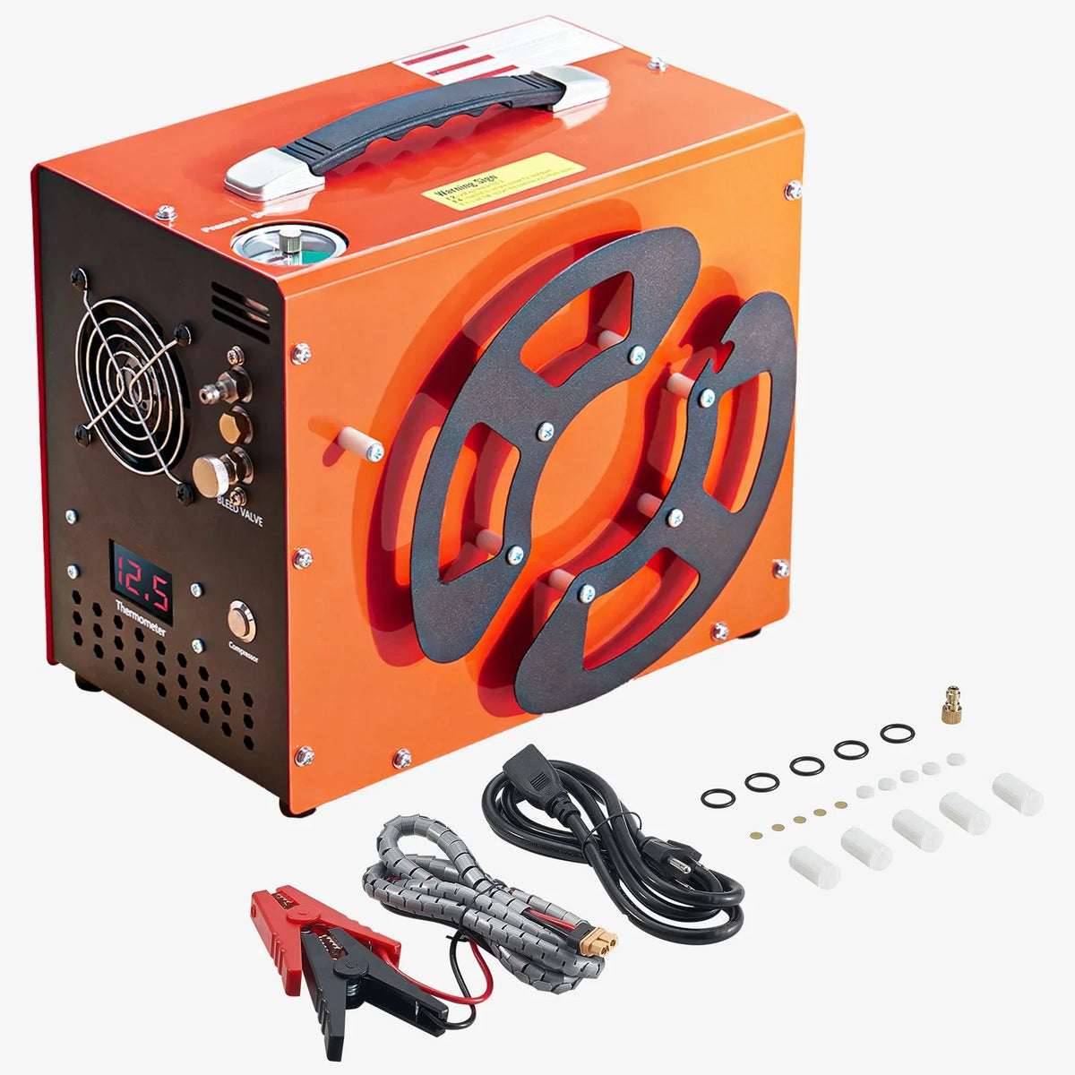 VEVOR PCP Air Compressor, 4500PSI/30Mpa PCP Airgun Compressor with Built-in Converter & Fan Cooling System, Auto Stop DC12V/AC120V Portable Paintball Tank Compressor for Air Rifle, Scuba Diving Bottle - View 8