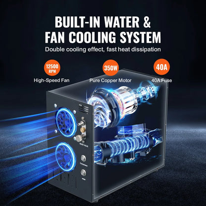 VEVOR PCP Air Compressor, 4500PSI/30Mpa Portable PCP Airgun Compressor - Built-in Water and Fan Cooling System, Auto-Stop | DC12V/AC120V Paintball Tank Compressor for Air Rifle, Scuba Diving Bottle - View 3