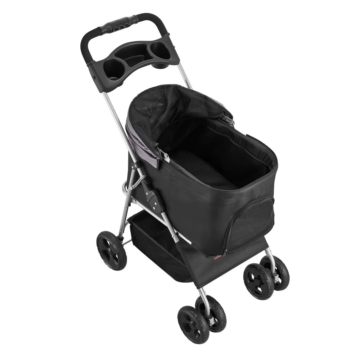 VEVOR Pet Stroller, 35 lbs Weight Capacity, Foldable Dog Stroller Cart, 4 Wheels Cats Pram with Detachable Carrier & Mesh Windows, Portable Animal Carrier with Brake for Small to Medium Pets - View 10