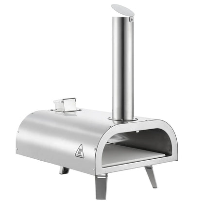 VEVOR Pizza Oven Outdoor, 12" Pellet Pizza Oven, Portable Pizza-Stove with Built-in Thermometer, Wood Fired Stainless Steel Pizza-Maker, for Backyard, Camping, Pizza-Stone, Shovel, Carry Bag, Silver - View 9
