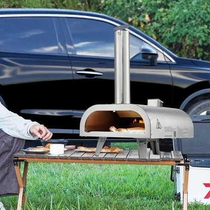VEVOR Pizza Oven Outdoor, 12" Pellet Pizza Oven, Portable Pizza-Stove with Built-in Thermometer, Wood Fired Stainless Steel Pizza-Maker, for Backyard, Camping, Pizza-Stone, Shovel, Carry Bag, Silver - View 7