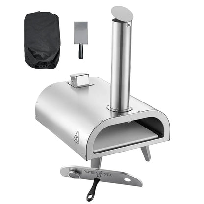 VEVOR Pizza Oven Outdoor, 12" Pellet Pizza Oven, Portable Pizza-Stove with Built-in Thermometer, Wood Fired Stainless Steel Pizza-Maker, for Backyard, Camping, Pizza-Stone, Shovel, Carry Bag, Silver - View 8
