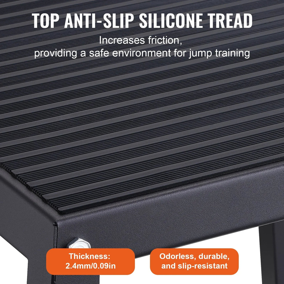 VEVOR Plyometric Jump Box, 18 Inch Plyo Box, Steel Plyometric Platform and Jumping Agility Box, Anti-Slip Fitness Exercise Step Up Box for Home Gym Training, Conditioning Strength Training, Black - View 2