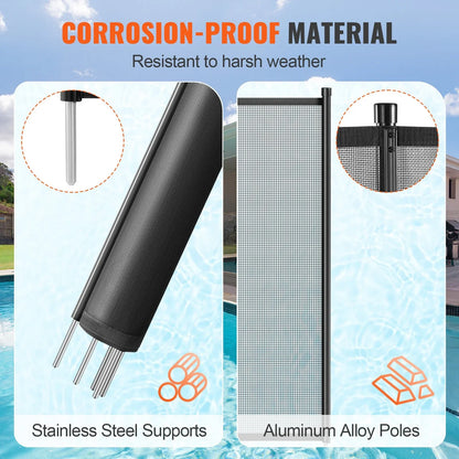 VEVOR Pool Fence, 4 x 12 FT Pool Fences for Inground Pools, Removable Child Safety Pool Fencing, Easy DIY Installation Swimming Pool Fence, 340gms Teslin PVC Pool Fence Mesh Protects Kids and Pets - View 2